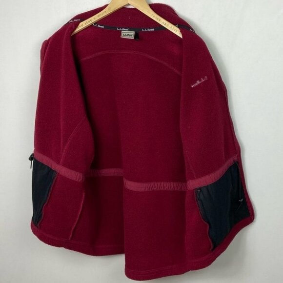 LL Bean Red Fleece Zippered Jacket Pockets Cozy‎ Brushed Warmth Size XL Coat Zip - Picture 9 of 15